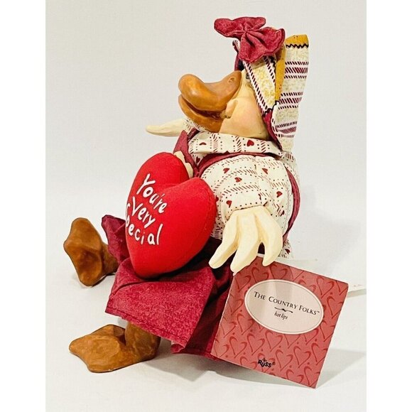 Folk Art Valentine’s Duck Hot Lips The Country Folks Beanbag Shelf Sitter 2665 - Picture 4 of 6